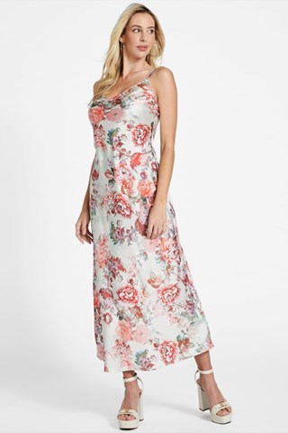 Vestido direito Joscelina - Branco e bordô