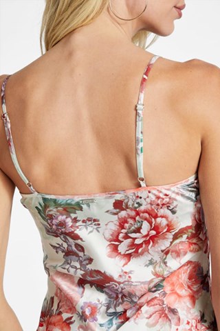 Vestido direito Joscelina - Branco e bordô