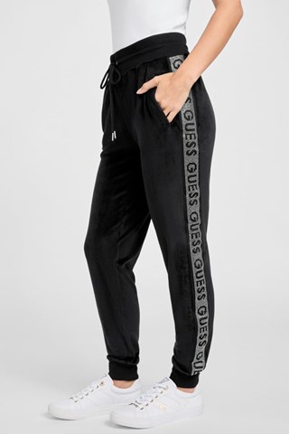 Calças de treino em veludo Mercedes - Preto