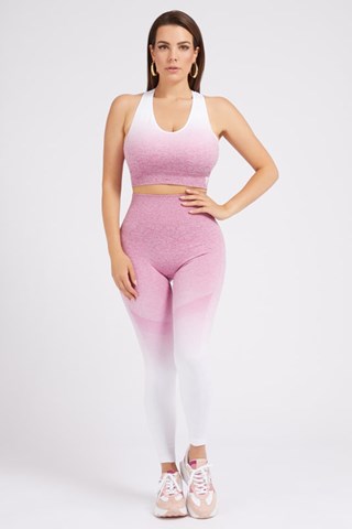 Soutien desportivo dip and dye - Rosa e branco