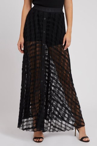 Saia plissada de cintura alta Abigail - Preto