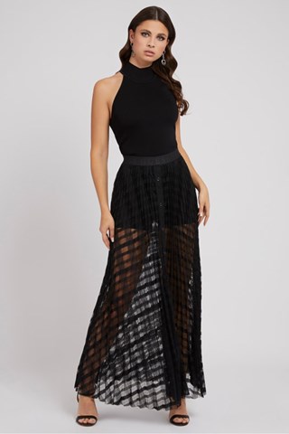 Saia plissada de cintura alta Abigail - Preto