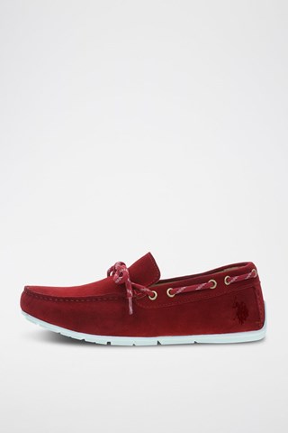Mocassins en nubuck River - Rouge