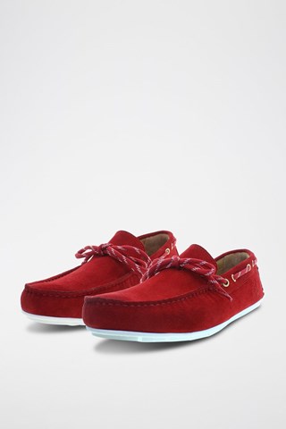 Mocassins en nubuck River - Rouge