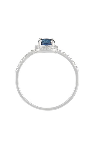 Anel Solitaire bleu Ouro branco, diamantes e safira