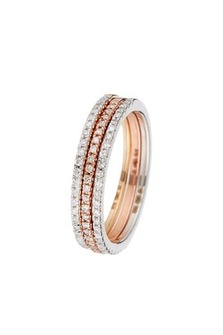 3 alianças Belas Alianças - Ouro rosa, ouro branco, ouro amarelo e diamantes