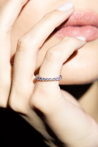 Aliança Minha volta completa Ouro branco e diamantes