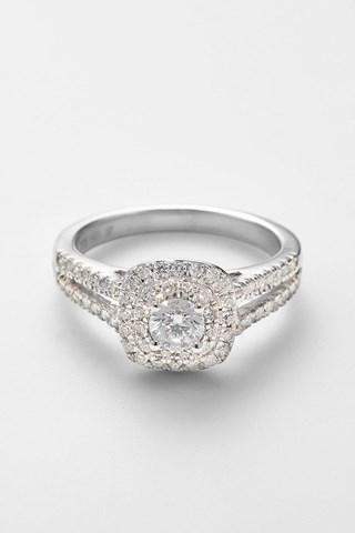 Aliança e solitário Carré Passion Ouro branco e diamantes