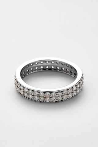 Aliança Double tour complet Ouro branco e diamantes