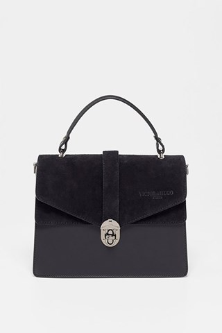 Mala de couro e nobuck Eric - Preto