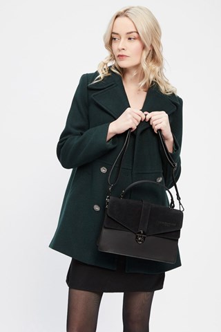 Mala de couro e nobuck Eric - Preto