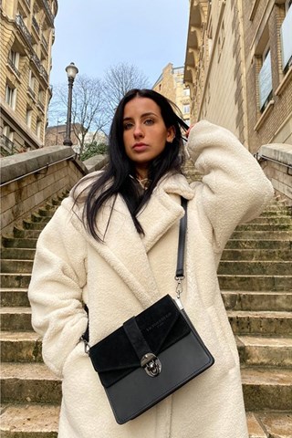 Mala de couro e nobuck Eric - Preto