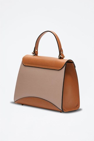 Mala de couro Winy - Castanho e rosa