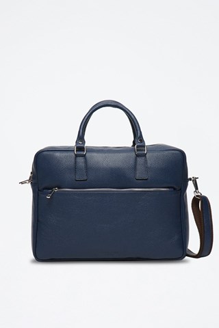 Porta-documentos em couro Marco - Azul-marinho