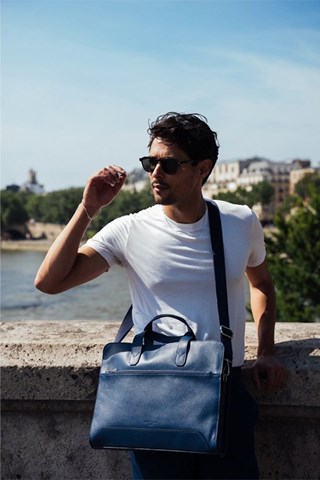 Porta-documentos em couro Lupo - Azul-marinho