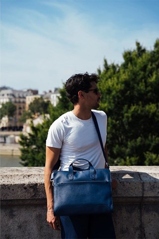 Porta-documentos em couro Lupo - Azul-marinho