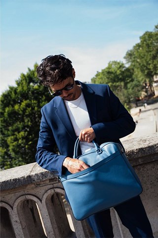 Porta-documentos em couro Antonio - Azul