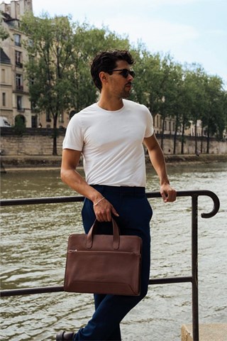 Porta-documentos em couro Lupo - Castanho