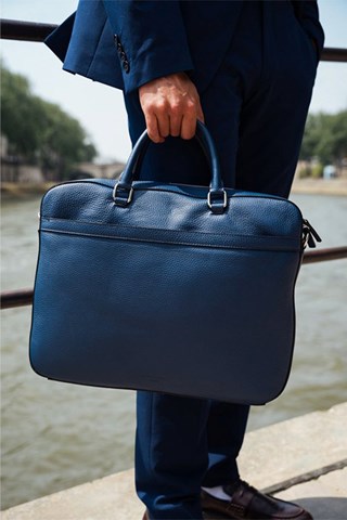 Porta-documentos em couro Antonio - Azul-marinho