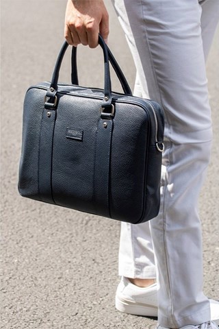 Pasta em couro Iris - Azul-marinho