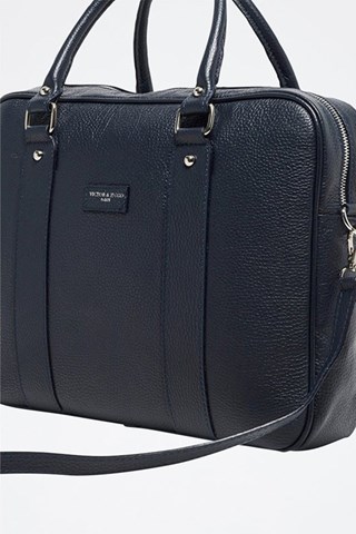 Pasta em couro Iris - Azul-marinho