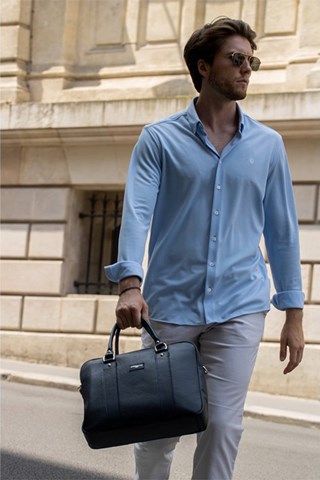 Pasta em couro Iris - Azul-marinho