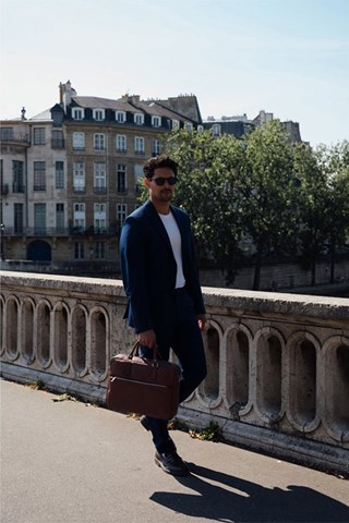 Porta-documentos em couro Marco - Castanho