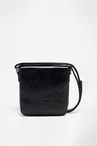 Mala a tiracolo de couro Albano - Preto