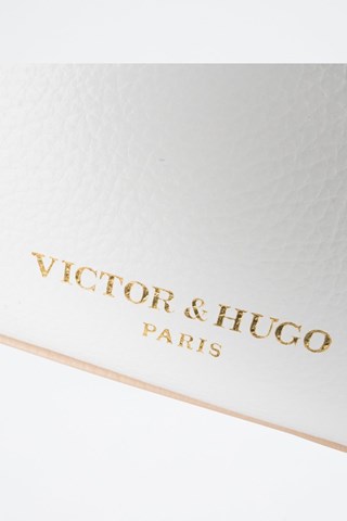 Mala de couro Giverny e - Branco, azul, dourado e rosa