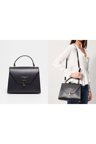 Mala de couro Hugo - Preto