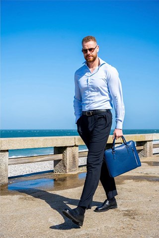 Pasta em couro Davide - Azul