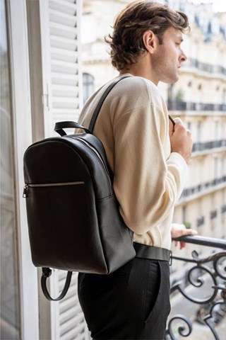 Mochila de couro Mini Lou - Preto