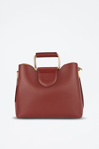 Mala de couro Biana - Vermelho e dourado