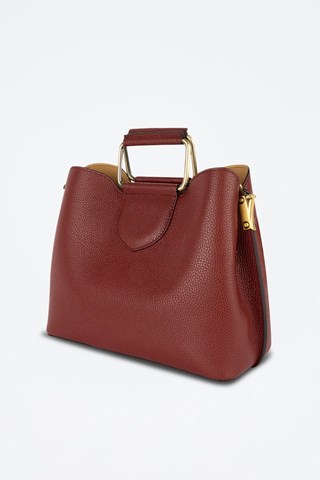 Mala de couro Biana - Vermelho e dourado