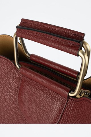 Mala de couro Biana - Vermelho e dourado