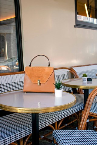 Mala de couro e nobuck Shak - Castanho