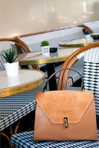 Mala de couro e nobuck Shak - Castanho