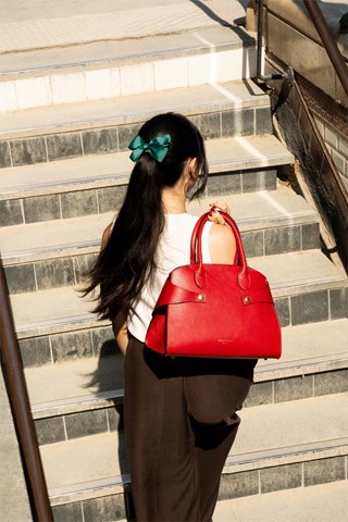 Mala de couro  - Vermelho