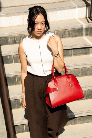 Mala de couro  - Vermelho