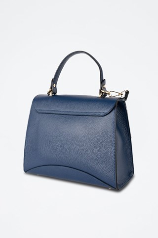 Mala de couro Winy - Azul e dourado