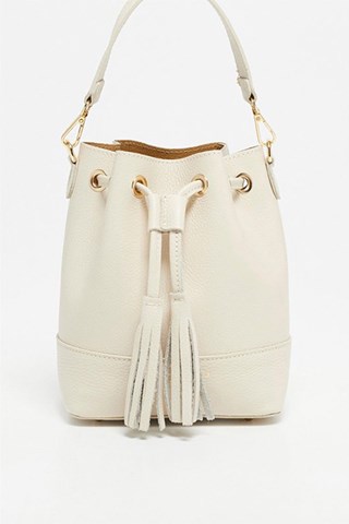 Mala bucket em couro Mini Livy - Branco