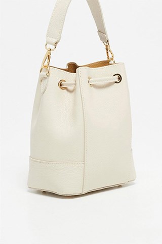 Mala bucket em couro Mini Livy - Branco