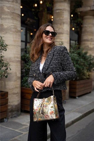 Mala Ema de couro - Dourado