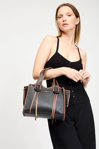 Mala em couro Kamelia  - Castanho e preto