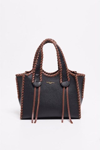 Mala em couro Kamelia  - Castanho e preto