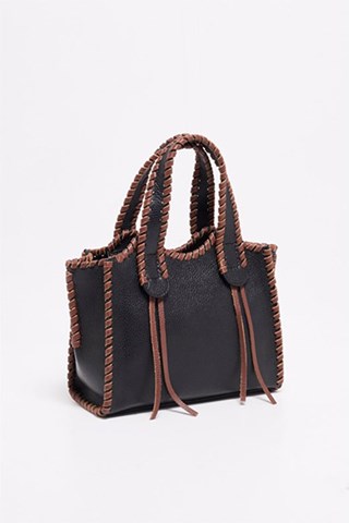 Mala em couro Kamelia  - Castanho e preto