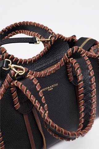 Mala em couro Kamelia  - Castanho e preto