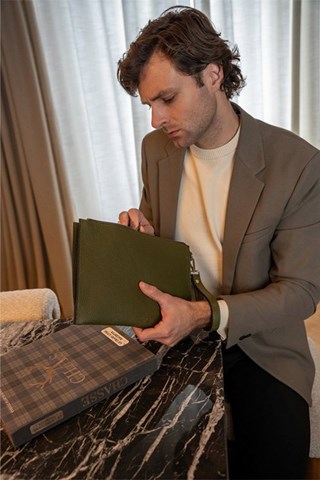 Pochete em couro Leo - Verde