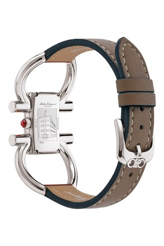 Relógio de quartzo em couro - Castanho e prateado