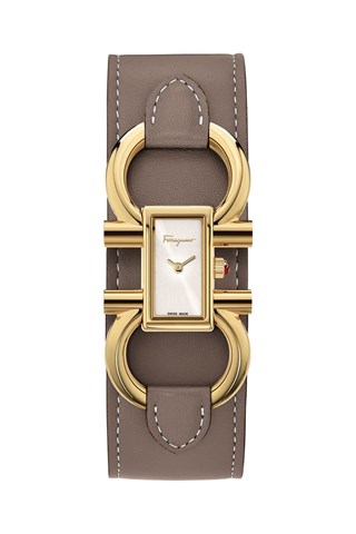 Relógio de quartzo couro de bezerro Cinzento e dourado